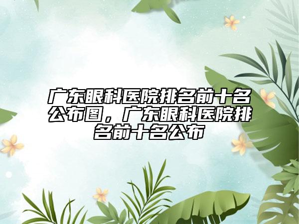 广东眼科医院排名前十名公布图，广东眼科医院排名前十名公布