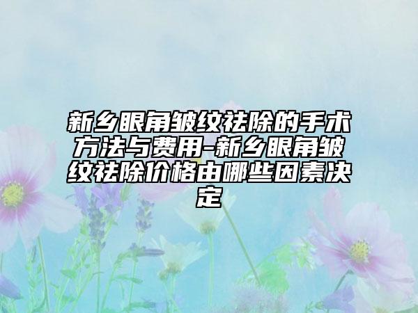 新乡眼角皱纹祛除的手术方法与费用-新乡眼角皱纹祛除价格由哪些因素决定