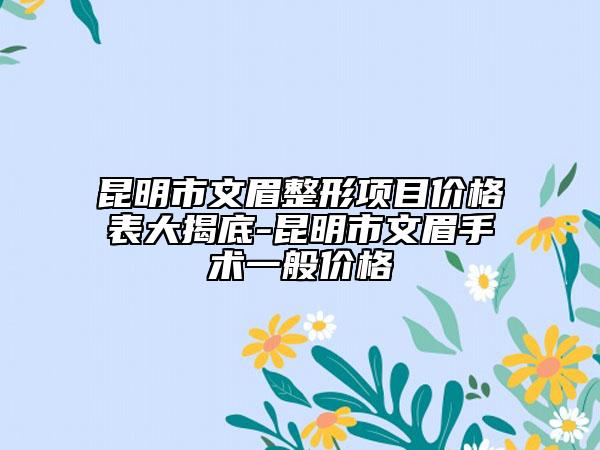 昆明市文眉整形项目价格表大揭底-昆明市文眉手术一般价格