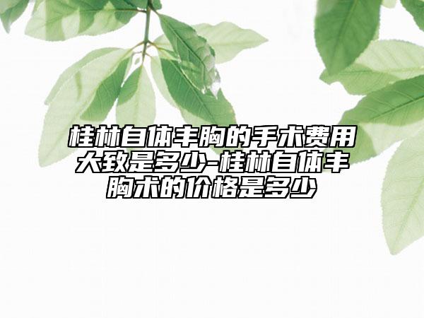 桂林自体丰胸的手术费用大致是多少-桂林自体丰胸术的价格是多少