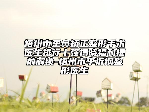 梧州市歪鼻矫正整形手术医生排行十强揭晓福利提前解锁-梧州市李沂钢整形医生