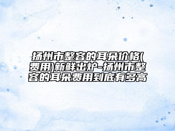 扬州市整容的耳朵价格(费用)新鲜出炉-扬州市整容的耳朵费用到底有多高