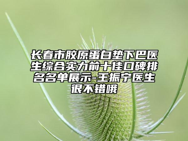 长春市胶原蛋白垫下巴医生综合实力前十佳口碑排名名单展示-王振宁医生很不错哦