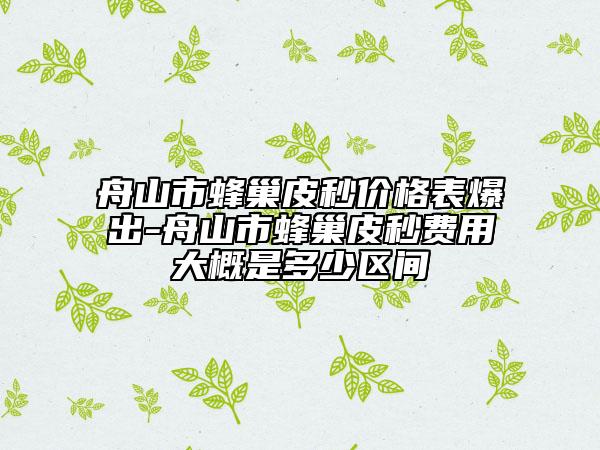 舟山市蜂巢皮秒价格表爆出-舟山市蜂巢皮秒费用大概是多少区间