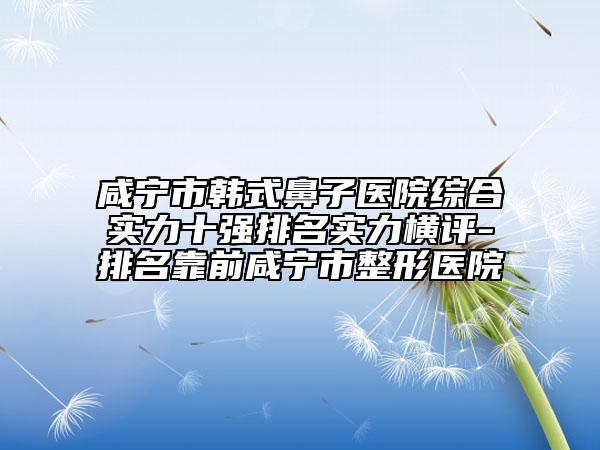 咸宁市韩式鼻子医院综合实力十强排名实力横评-排名靠前咸宁市整形医院