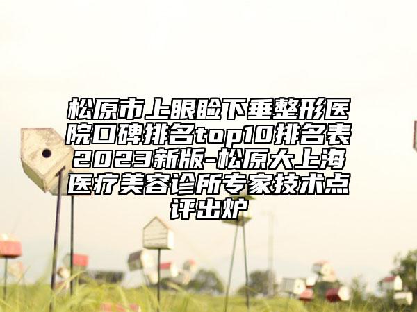 松原市上眼睑下垂整形医院口碑排名top10排名表2023新版-松原大上海医疗美容诊所专家技术点评出炉