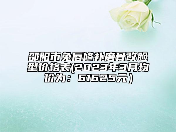 邵阳市兔唇修补磨骨改脸型价格表(2023年3月均价为：61625元）