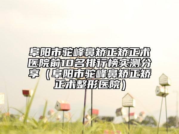 阜阳市驼峰鼻矫正矫正术医院前10名排行榜实测分享（阜阳市驼峰鼻矫正矫正术整形医院）