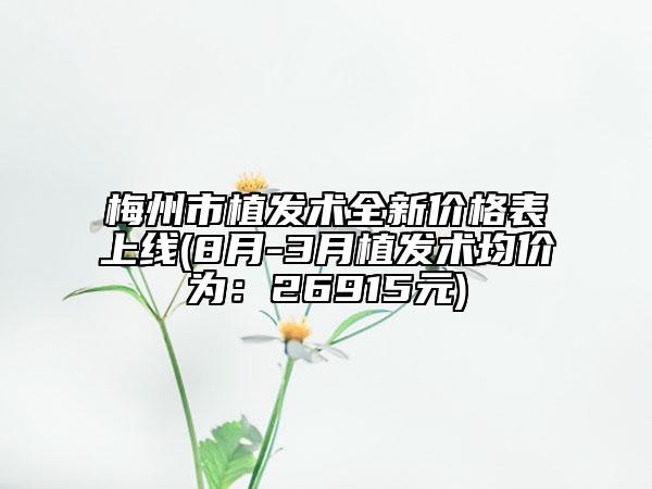 梅州市植发术全新价格表上线(8月-3月植发术均价为：26915元)