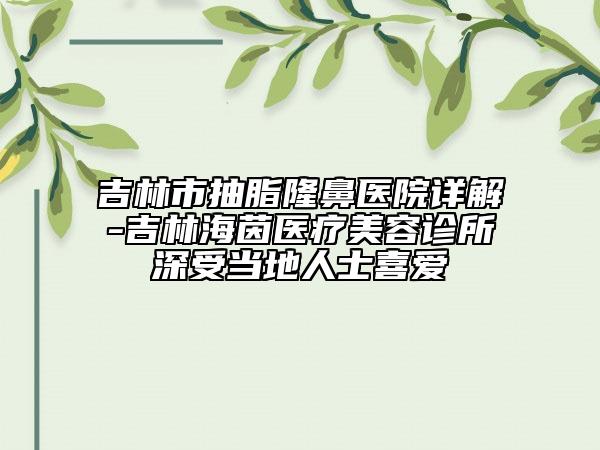 吉林市抽脂隆鼻医院详解-吉林海茵医疗美容诊所深受当地人士喜爱