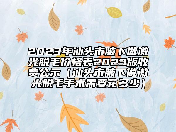 2023年汕头市腋下做激光脱毛价格表2023版收费公示（汕头市腋下做激光脱毛手术需要花多少）