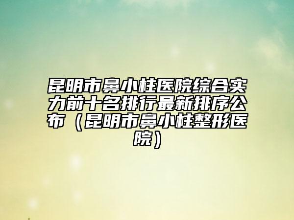 昆明市鼻小柱医院综合实力前十名排行最新排序公布（昆明市鼻小柱整形医院）