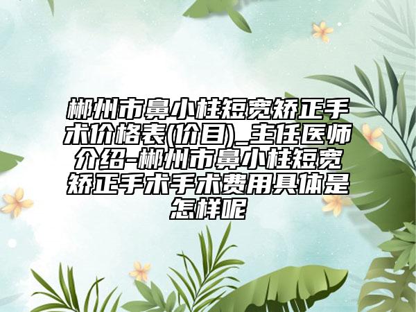 郴州市鼻小柱短宽矫正手术价格表(价目)_主任医师介绍-郴州市鼻小柱短宽矫正手术手术费用具体是怎样呢