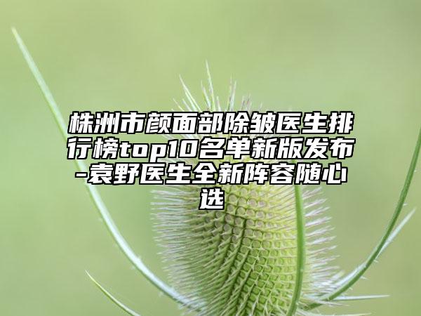 株洲市颜面部除皱医生排行榜top10名单新版发布-袁野医生全新阵容随心选