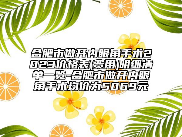合肥市做开内眼角手术2023价格表(费用)明细清单一览-合肥市做开内眼角手术均价为5069元