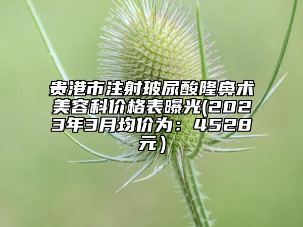 贵港市注射玻尿酸隆鼻术美容科价格表曝光(2023年3月均价为：4528元）