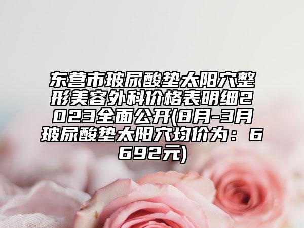 东营市玻尿酸垫太阳穴整形美容外科价格表明细2023全面公开(8月-3月玻尿酸垫太阳穴均价为：6692元)
