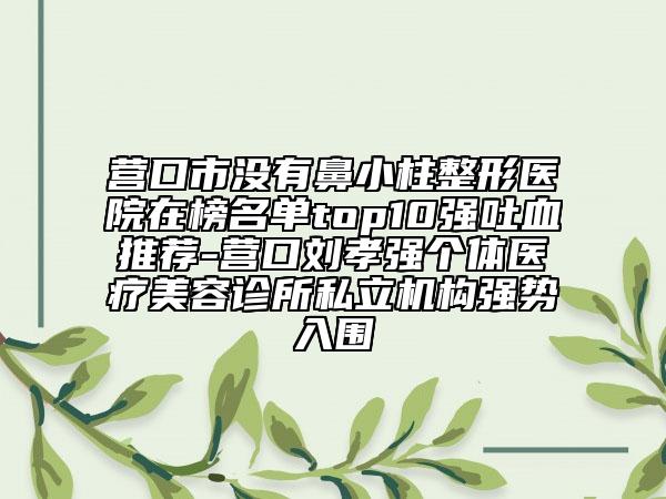 营口市没有鼻小柱整形医院在榜名单top10强吐血推荐-营口刘孝强个体医疗美容诊所私立机构强势入围