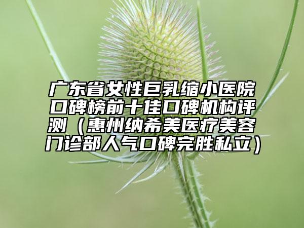 广东省女性巨乳缩小医院口碑榜前十佳口碑机构评测（惠州纳希美医疗美容门诊部人气口碑完胜私立）