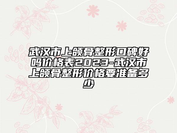 武汉市上颌骨整形口碑好吗价格表2023-武汉市上颌骨整形价格要准备多少
