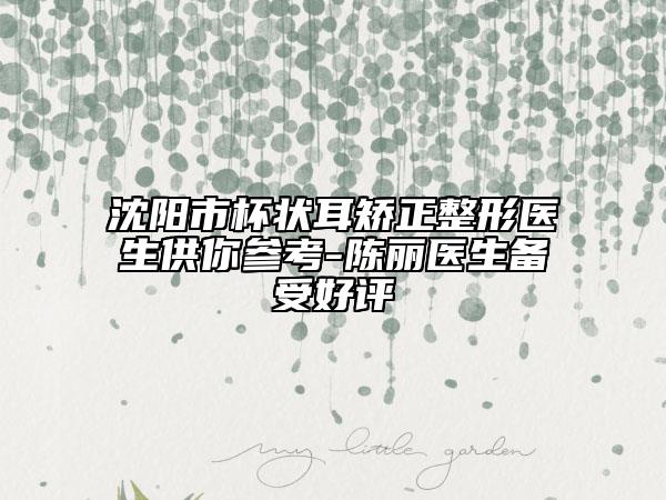 沈阳市杯状耳矫正整形医生供你参考-陈丽医生备受好评
