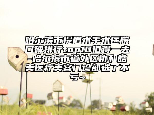 哈尔滨市提眉术手术医院口碑排行top10值得一去-哈尔滨市道外区协和皓美医疗美容门诊部选了不亏~