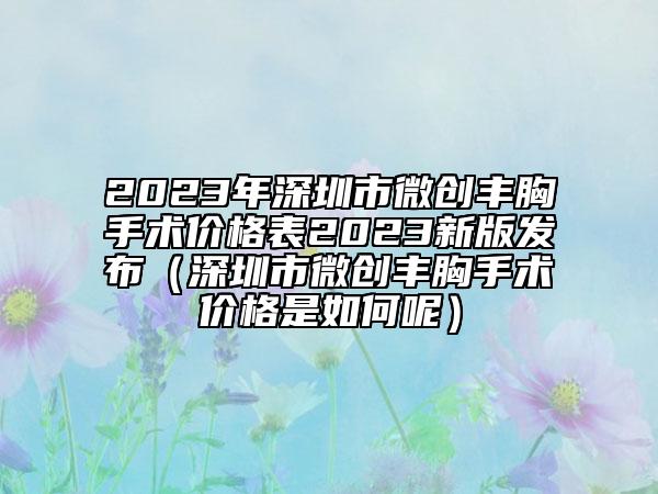 2023年深圳市微创丰胸手术价格表2023新版发布（深圳市微创丰胸手术价格是如何呢）