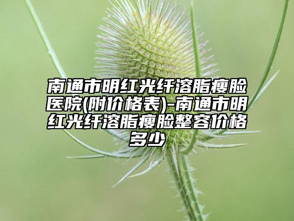 南通市明红光纤溶脂瘦脸医院(附价格表)-南通市明红光纤溶脂瘦脸整容价格多少