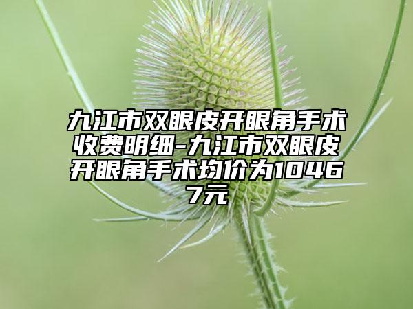 九江市双眼皮开眼角手术收费明细-九江市双眼皮开眼角手术均价为10467元