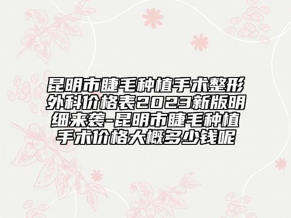 昆明市睫毛种植手术整形外科价格表2023新版明细来袭-昆明市睫毛种植手术价格大概多少钱呢