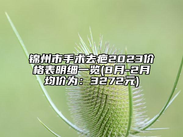 锦州市手术去疤2023价格表明细一览(8月-2月均价为：3272元)