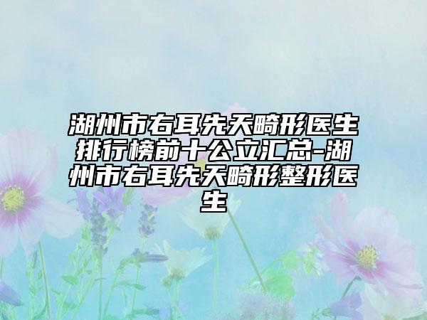 湖州市右耳先天畸形医生排行榜前十公立汇总-湖州市右耳先天畸形整形医生