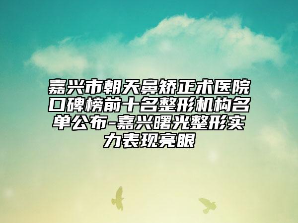嘉兴市朝天鼻矫正术医院口碑榜前十名整形机构名单公布-嘉兴曙光整形实力表现亮眼