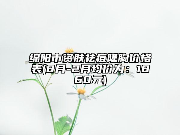 绵阳市资肤祛痘隆胸价格表(8月-2月均价为：1860元)