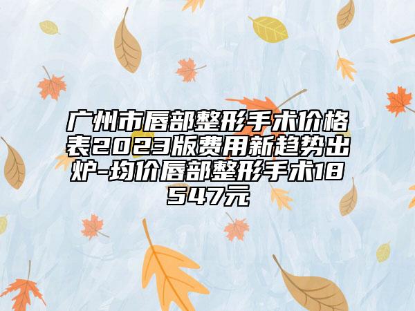 广州市唇部整形手术价格表2023版费用新趋势出炉-均价唇部整形手术18547元