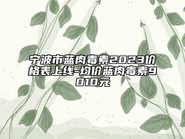 宁波市蓝肉毒素2023价格表上线-均价蓝肉毒素9010元