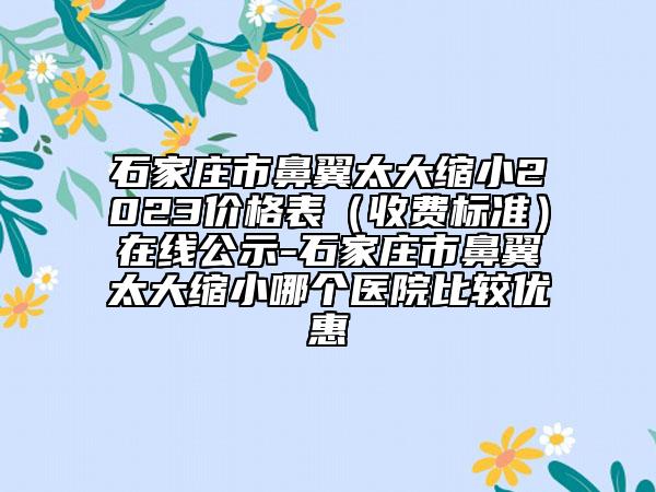 石家庄市鼻翼太大缩小2023价格表（收费标准）在线公示-石家庄市鼻翼太大缩小哪个医院比较优惠