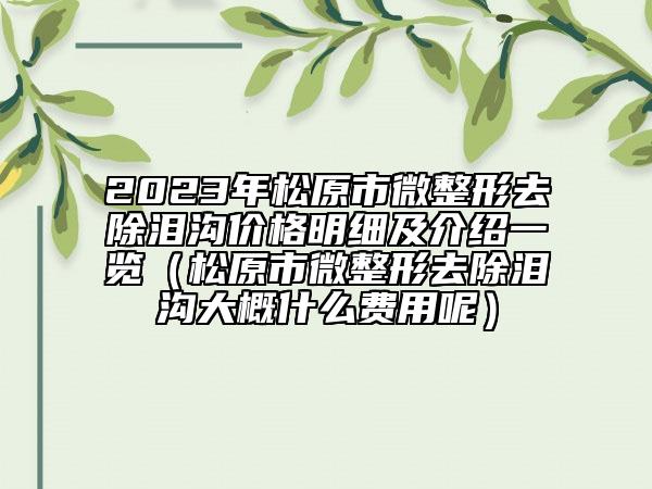 2023年松原市微整形去除泪沟价格明细及介绍一览（松原市微整形去除泪沟大概什么费用呢）