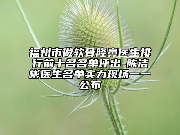 福州市做软骨隆鼻医生排行前十名名单评出-陈洁彬医生名单实力现场一一公布