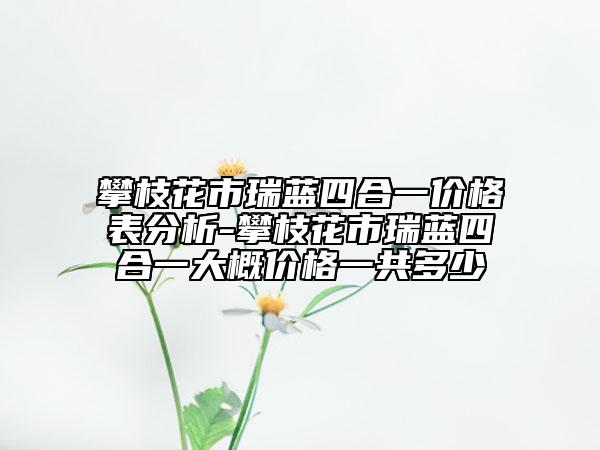 攀枝花市瑞蓝四合一价格表分析-攀枝花市瑞蓝四合一大概价格一共多少