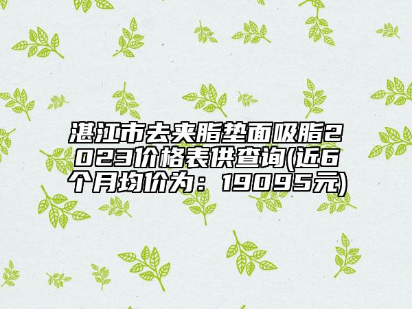 湛江市去夹脂垫面吸脂2023价格表供查询(近6个月均价为：19095元)