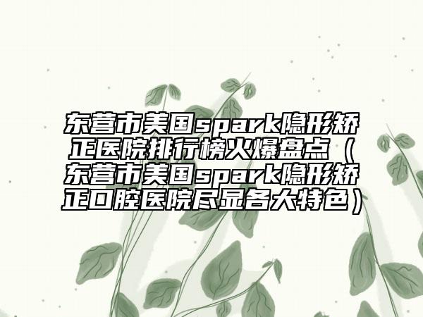 东营市美国spark隐形矫正医院排行榜火爆盘点（东营市美国spark隐形矫正口腔医院尽显各大特色）