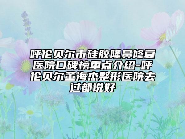 呼伦贝尔市硅胶隆鼻修复医院口碑榜重点介绍-呼伦贝尔董海杰整形医院去过都说好