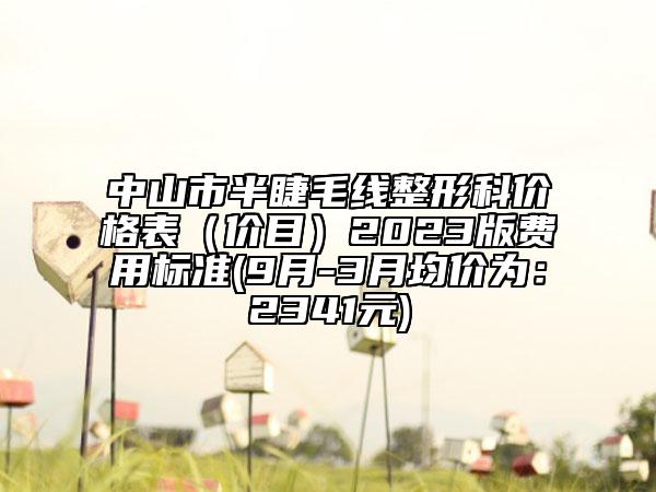 中山市半睫毛线整形科价格表（价目）2023版费用标准(9月-3月均价为：2341元)