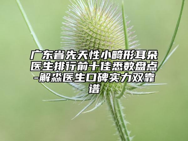 广东省先天性小畸形耳朵医生排行前十佳悉数盘点-解淼医生口碑实力双靠谱