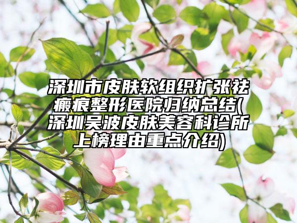 深圳市皮肤软组织扩张祛瘢痕整形医院归纳总结(深圳吴波皮肤美容科诊所上榜理由重点介绍)