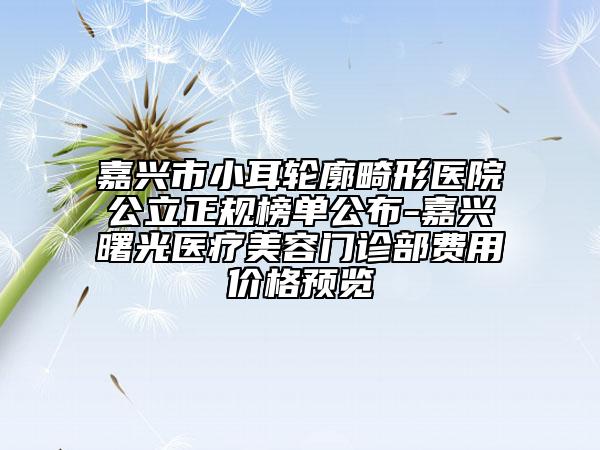 嘉兴市小耳轮廓畸形医院公立正规榜单公布-嘉兴曙光医疗美容门诊部费用价格预览