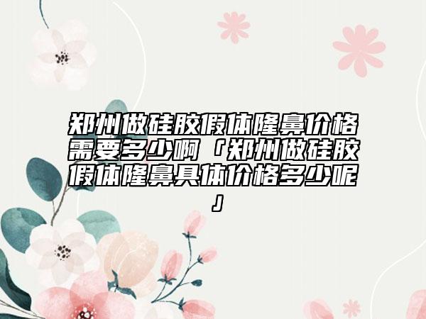 郑州做硅胶假体隆鼻价格需要多少啊「郑州做硅胶假体隆鼻具体价格多少呢」