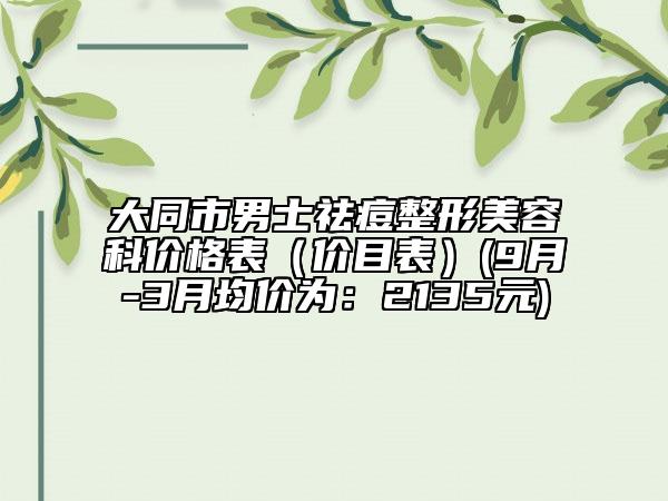 大同市男士祛痘整形美容科价格表（价目表）(9月-3月均价为：2135元)