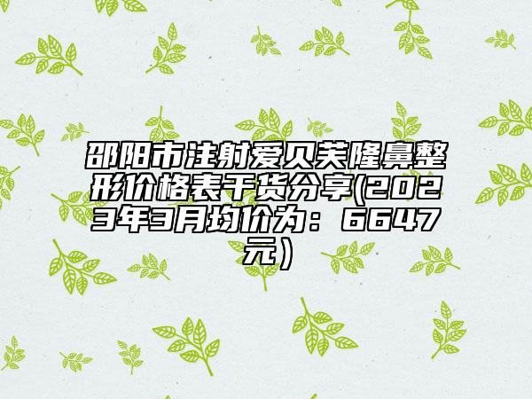 邵阳市注射爱贝芙隆鼻整形价格表干货分享(2023年3月均价为：6647元）